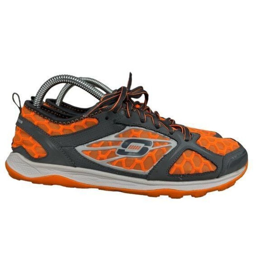 Skechers Lace up Sport Shoes Womens Gray Orange‎ Size 9
